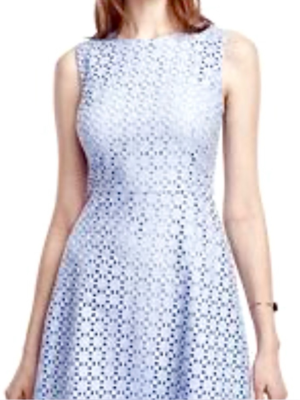 Ann Taylor Cotton Blue Eyelet Dress  Sz 2